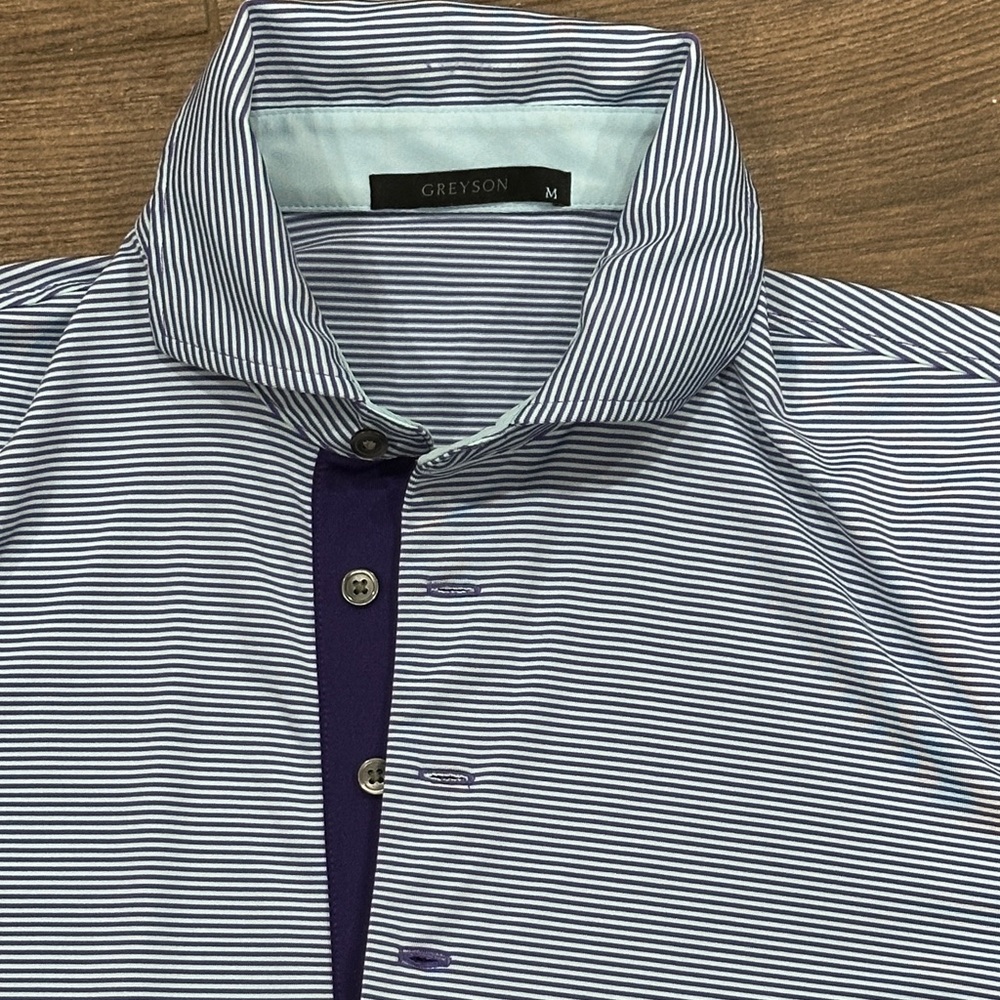 Greyson Blue and Purple Performance Polo Shirt - Picture 6 of 7